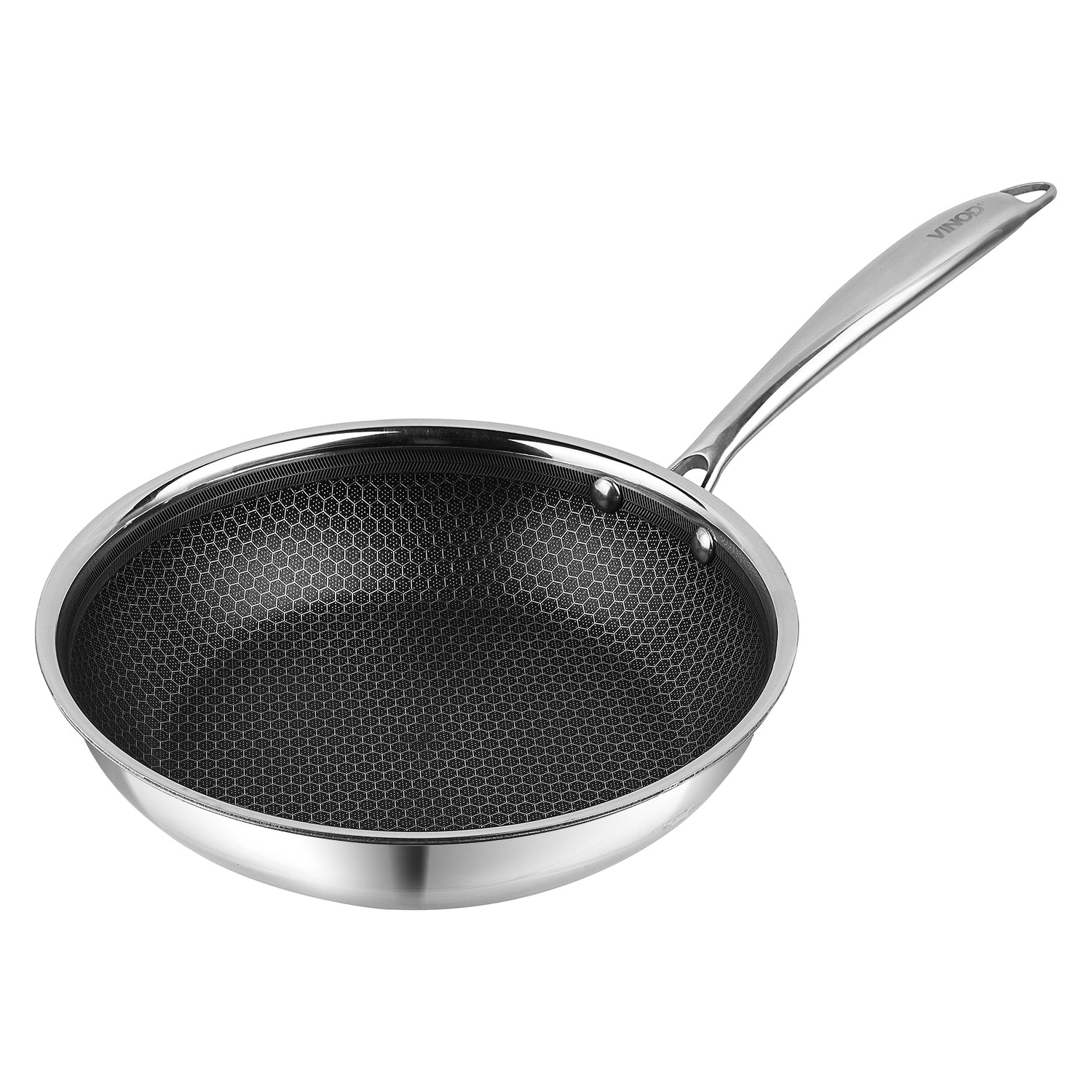 Vinod Platinum Triply Stainless Steel SAS Pro Fry Pan (Induction Friendly)