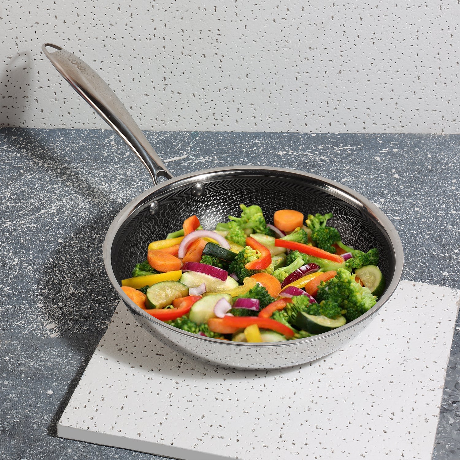 Vinod Platinum Triply Stainless Steel SAS Pro Fry Pan (Induction Friendly)