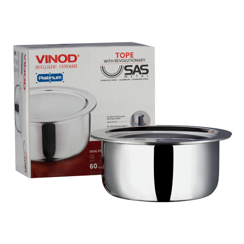 Vinod Platinum Triply Stainless Steel Tope with Lid (Induction Friendly)