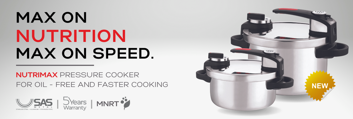 Nutrimax Pressure Cooker, comes with 5 Years Warranty
